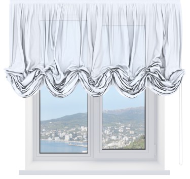 Австрийская штора «Кортин», лён белоснежный