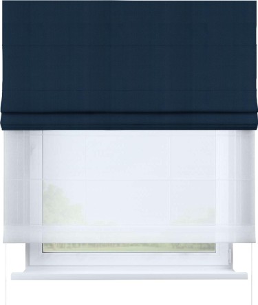 Римская штора «Кортин» день-ночь, ткань блэкаут однотонный, синий