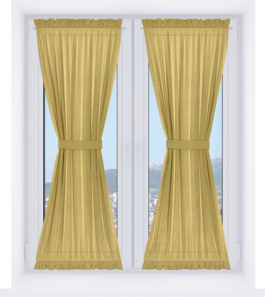 Штора песочные часы лён горчичный