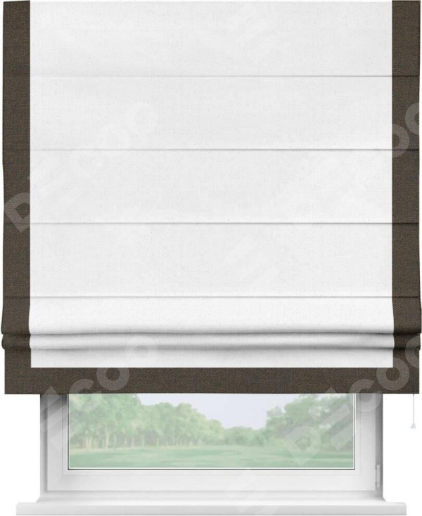 Римская штора «Кортин» с кантом Виктория, для проема, лён цвет белый