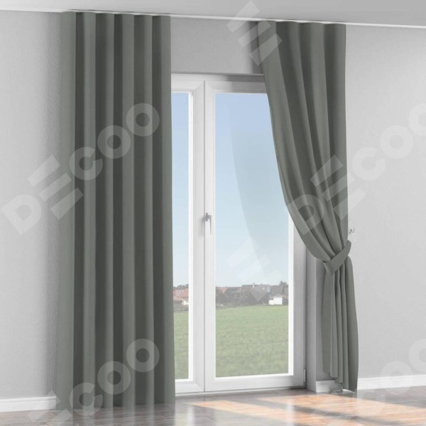 Комплект штор на тесьме «Волна», блэкаут однотонный тёмно-серый