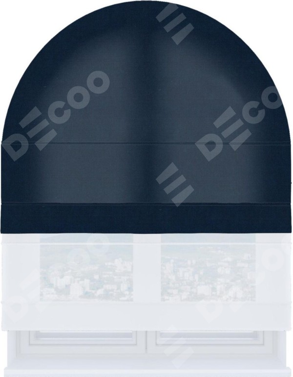 Римская штора «Кортин» день-ночь для арочного проёма, ткань вельвет тёмно-синий