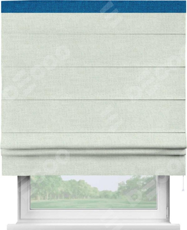 Римская штора «Кортин» для проёма, лён топлёное молоко, с кантом Кинг