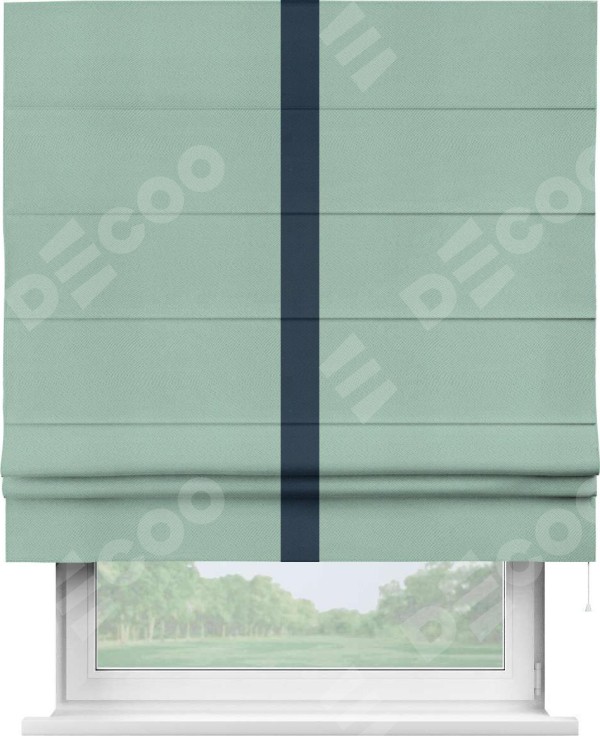 Римская штора «Кортин» с кантом Хайвэй, для проема, ткань блэкаут однотонный ментоловый