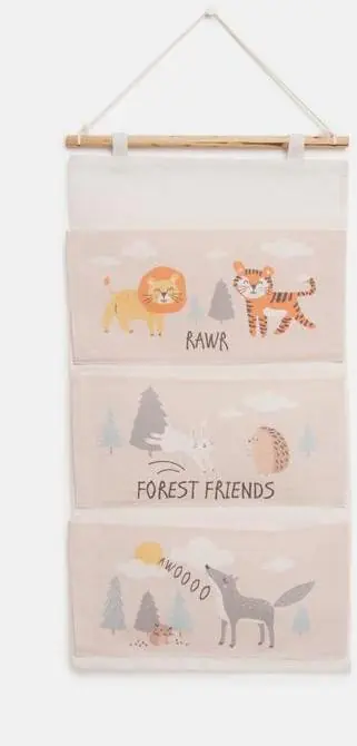 Кармашек текстильный Этель "Forest friends", 3 отделения, 34*63,5 см