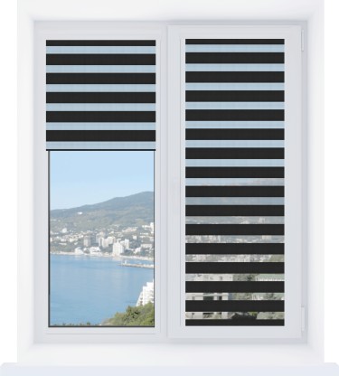 Рулонная штора День-ночь Уни 2 Basic черный, размеры от 20 до 120 см