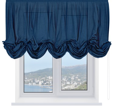 Австрийская штора «Cortin», лён синий