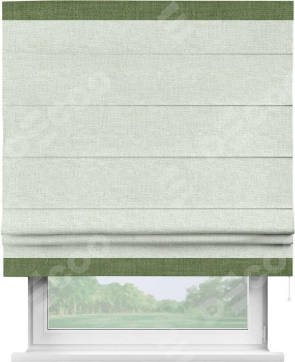 Римская штора «Кортин» для проёма, лён топлёное молоко, с кантом Горизонт