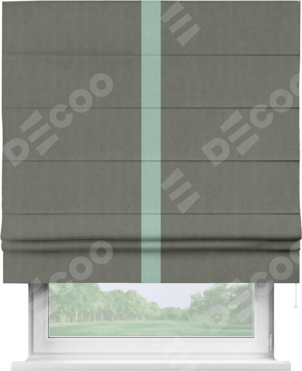 Римская штора «Кортин» с кантом Хайвэй, для проема, ткань блэкаут однотонный тёмно-серый