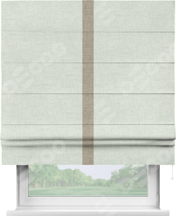 Римская штора «Кортин» для проёма, лён топлёное молоко, с кантом Хайвэй