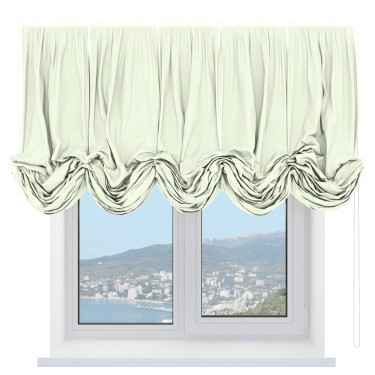 Австрийская штора «Кортин», ткань вельвет молочный