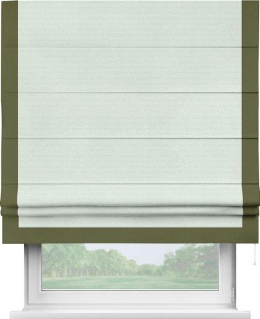 Римская штора «Кортин» с кантом Виктория, для проема, ткань блэкаут однотонный дымчато-молочный