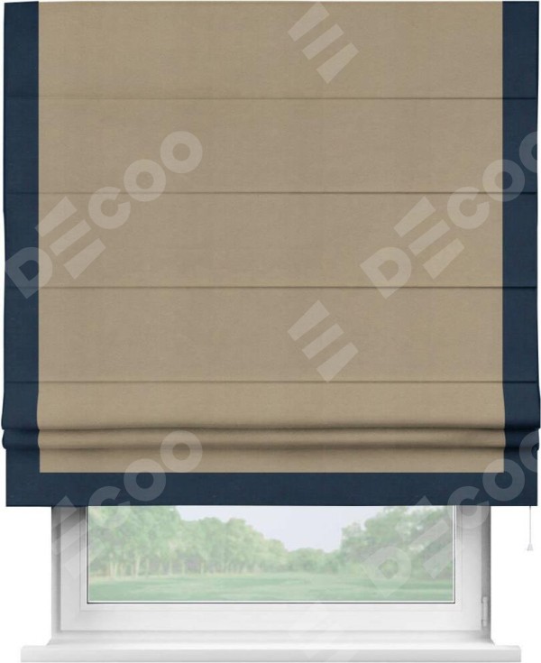 Римская штора «Кортин» с кантом Виктория, для проема, ткань вельвет кофейный