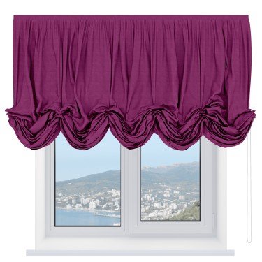 Австрийская штора «Кортин», ткань вельвет фиолетовый