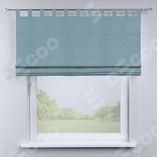 Римская штора на петлях «Кортин», ткань блэкаут однотонный, серо-голубой