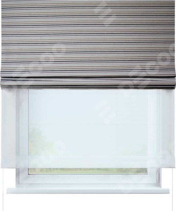 Римская штора «Кортин» день-ночь, ткань «Горизонт Вечер»