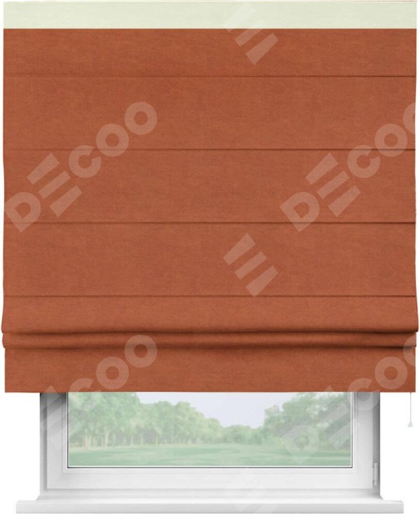 Римская штора «Кортин» с кантом Кинг, для проема, ткань вельвет терракотовый