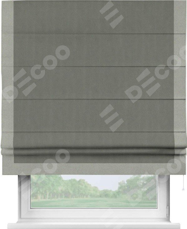 Римская штора «Кортин» с кантом Виктория, для проема, ткань блэкаут однотонный тёмно-серый