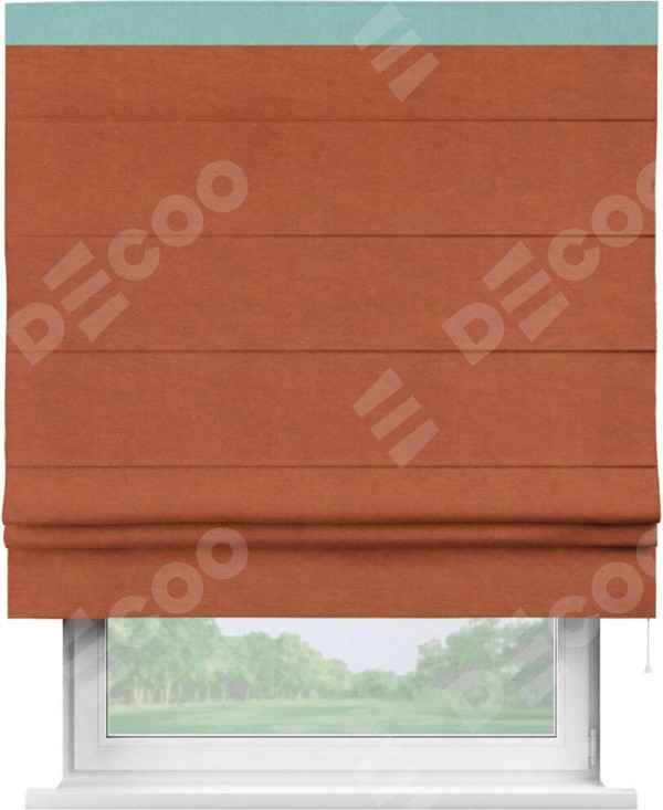 Римская штора «Кортин» с кантом Кинг, для проема, ткань вельвет терракотовый