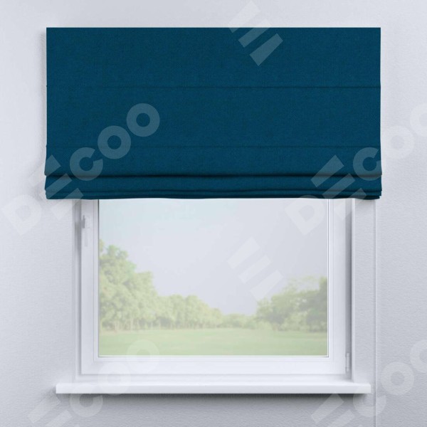 Римская штора «Кортин» для проема, ткань лён димаут, синий