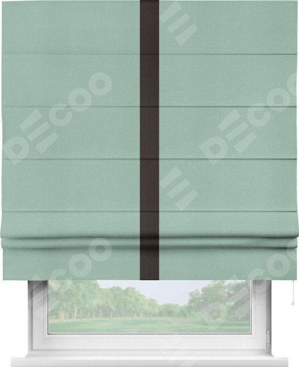 Римская штора «Кортин» с кантом Хайвэй, для проема, ткань блэкаут однотонный ментоловый