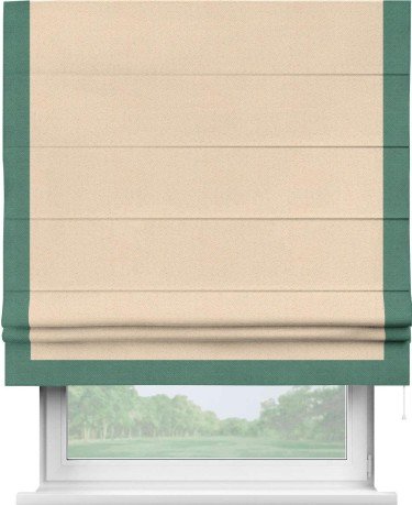 Римская штора «Кортин» с кантом Виктория, для проема, ткань блэкаут с блеском бежевый