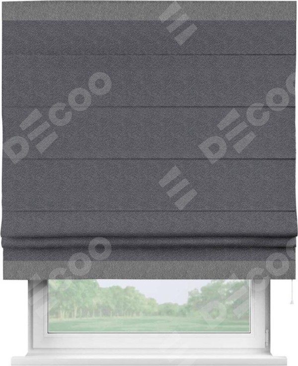 Римская штора «Кортин» с кантом Горизонт, для проема, ткань софт однотонный графит