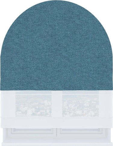 Римская штора «Кортин» день-ночь для арочного проёма, ткань твид блэкаут светло-синий