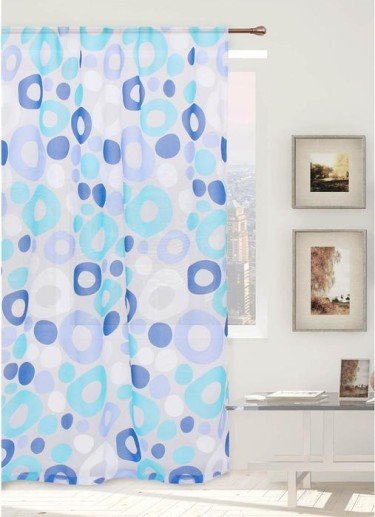 Тюль "Этель" Калейдоскоп (цвет голубой) без утяжелителя, ширина 250 см, высота 270 см