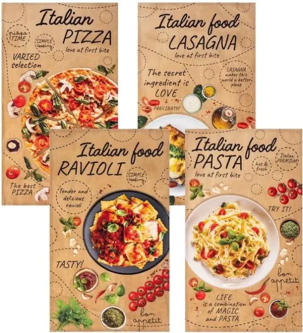 Набор полотенец "Этель" Italian food 4 шт, 100% хлопок