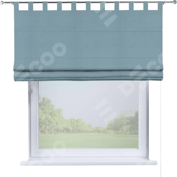 Римская штора на петлях «Кортин», ткань блэкаут однотонный, серо-голубой