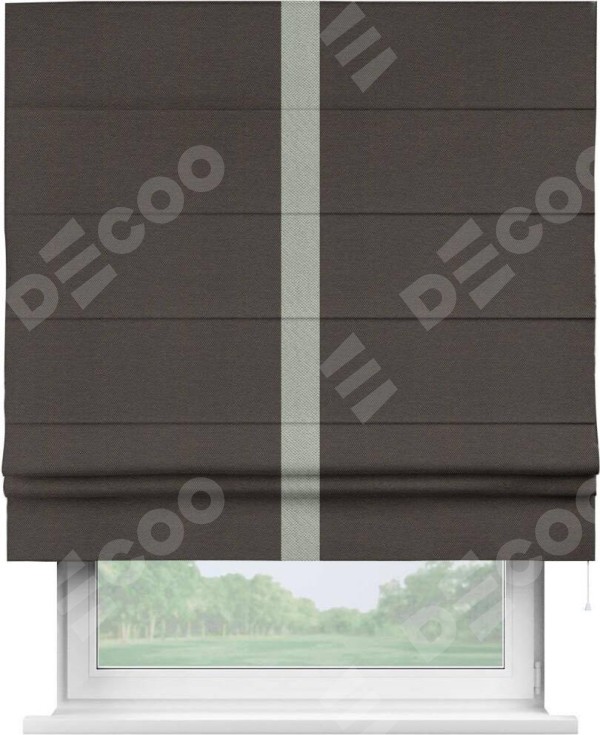 Римская штора «Кортин» с кантом Хайвэй, для проема, ткань лён димаут, венге