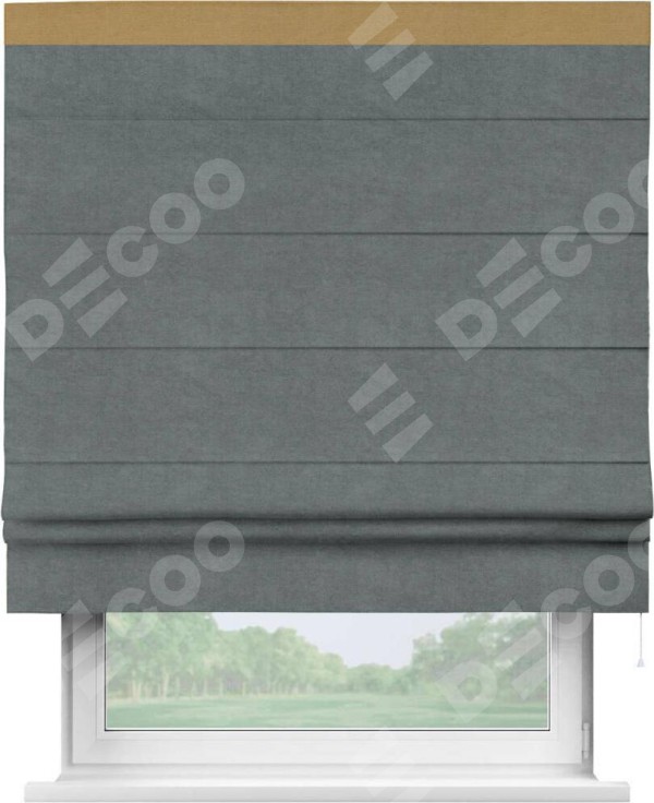 Римская штора «Кортин» с кантом Кинг, для проема, ткань вельвет серый