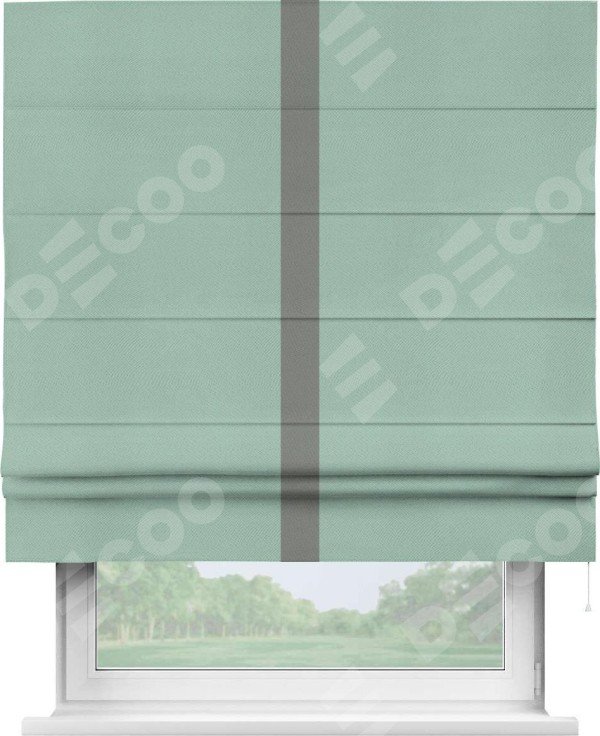 Римская штора «Кортин» с кантом Хайвэй, для проема, ткань блэкаут однотонный ментоловый