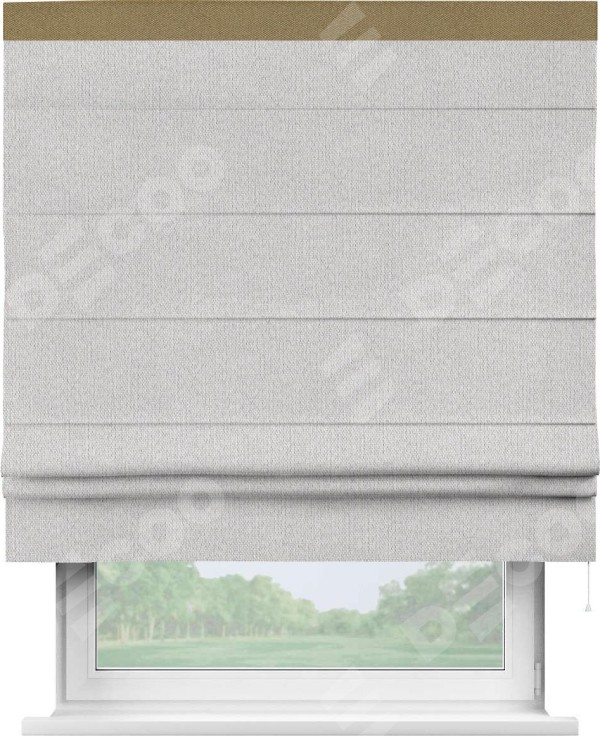 Римская штора «Кортин» с кантом Кинг, для проема, лён димаут светло-бежевый