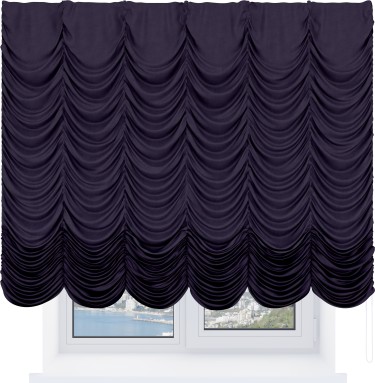 Французская штора «Кортин», ткань вельвет тёмно-фиолетовый