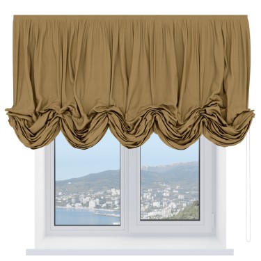 Австрийская штора «Кортин», вельвет горчица