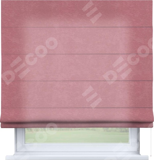 Римская штора «Кортин» для проема, ткань софт однотонный розовый