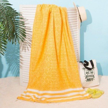 Полотенце для ванны Пештемаль Этель "Персия" 90х170см, 150г/м,80% хл, 20% п/э, желтый