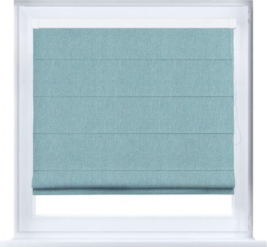 Римская штора «Кортин» кассетная, ткань твид блэкаут, небесно-голубой