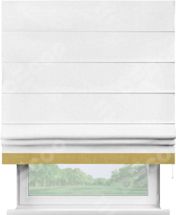 Римская штора «Кортин» с кантом Джестер, для проема, лён цвет белый