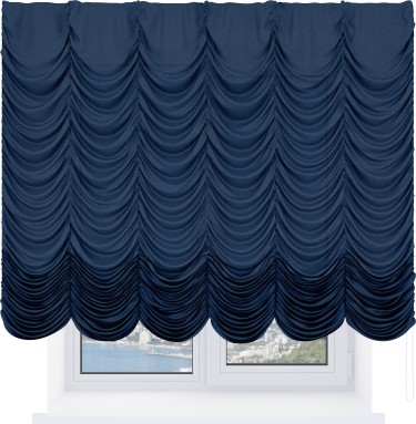 Французская штора «Кортин», лён кашемир тёмно-синий
