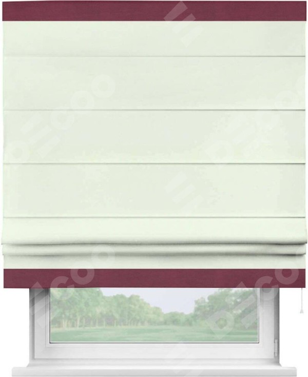 Римская штора «Кортин» с кантом Горизонт, для проема, ткань вельвет кремовый