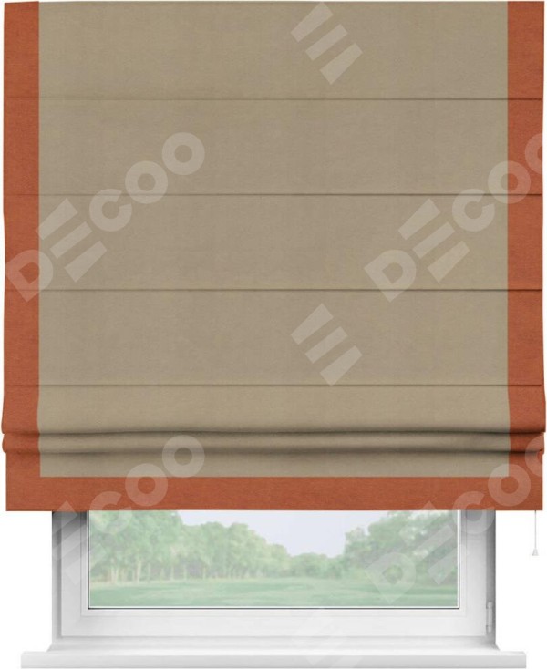 Римская штора «Кортин» с кантом Виктория, для проема, ткань вельвет кофейный