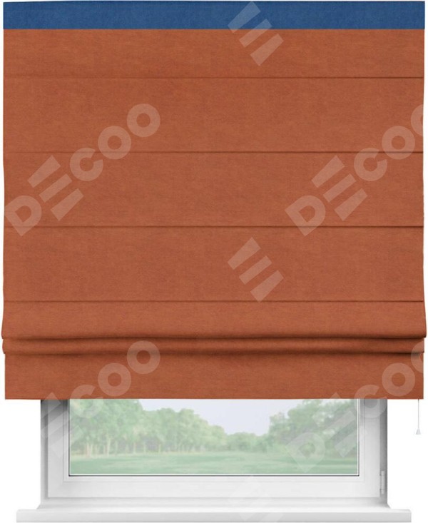 Римская штора «Кортин» с кантом Кинг, для проема, ткань вельвет терракотовый