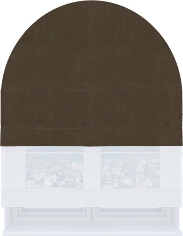 Римская штора «Кортин» день-ночь для арочного проёма, ткань бархат тёмно-коричневый