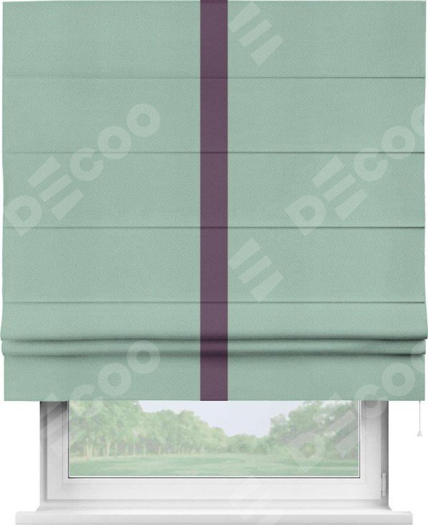 Римская штора «Кортин» с кантом Хайвэй, для проема, ткань блэкаут однотонный ментоловый