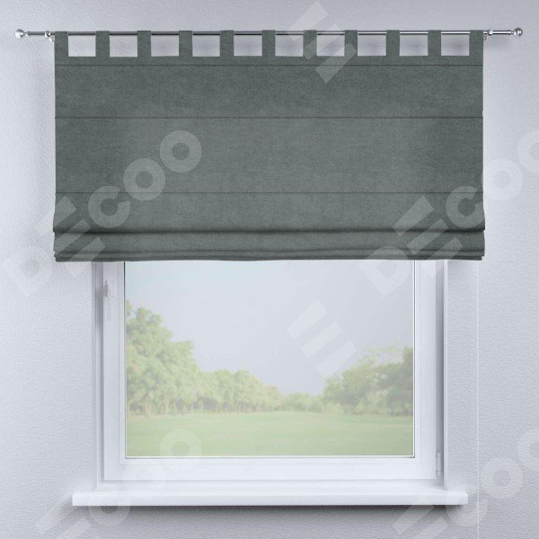 Римская штора на петлях «Кортин», ткань вельвет серый