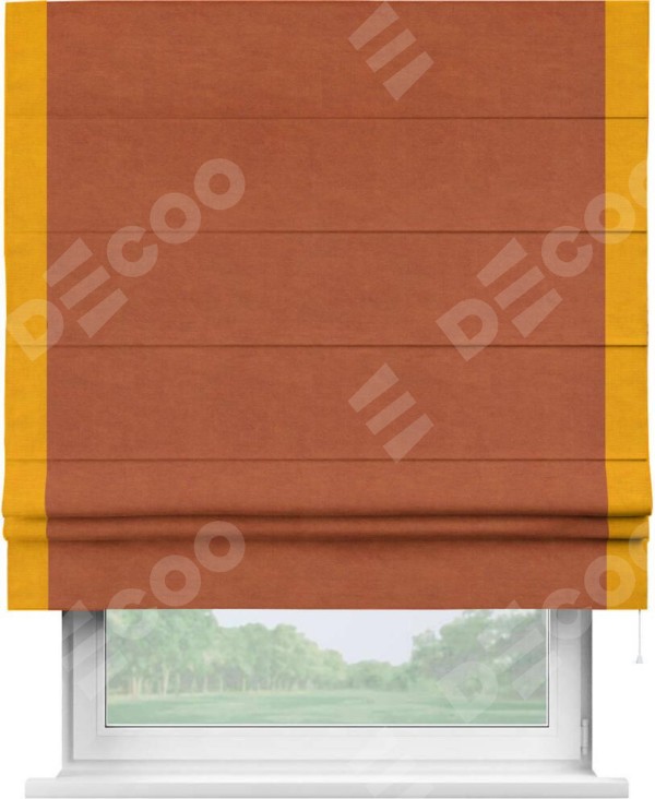Римская штора «Кортин» с кантом Стрим Дуо, для проема, ткань вельвет терракотовый
