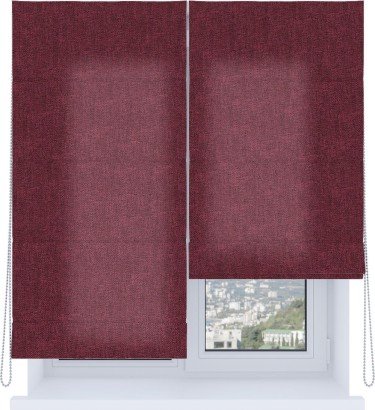 Римская штора «Кортин», система «Комфорт», лён кашемир цвет бордовый